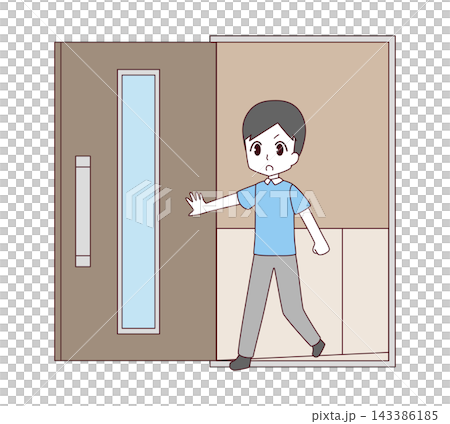 圖:一名男子打開房門 圖:一名男子打開房門 143386185