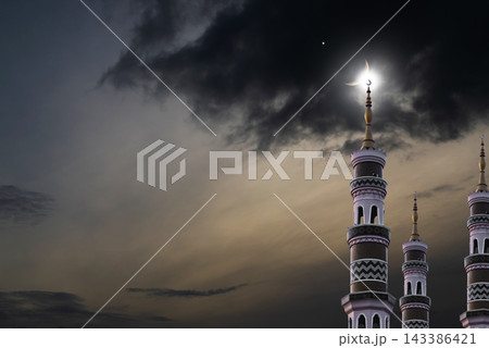 Masjid dome islam moon star night isra miraj namaz sunset background mubaruk greeting islam ramadan element masjid aqsa hajj kaaba umrah eid arabian religion islamic arab muslim greeting miraj kaaba. 143386421