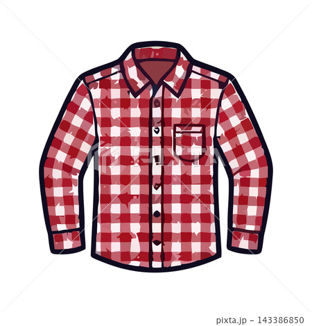 A casual, long-sleeved shirt featuring a classic red and white gingham plaid pattern, perfect for everyday wear. A casual, long-sleeved shirt featuring a classic red and white gingham plaid pattern, perfect for everyday wear. 143386850