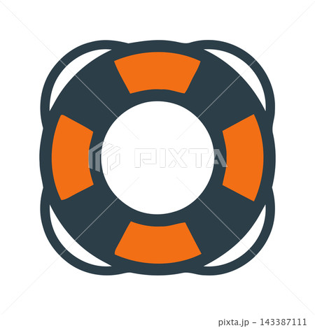 A graphic icon of a lifebuoy ring, symbolizing safety, rescue, and water emergency preparedness. 143387111