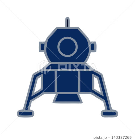 Stylized blue icon of a lunar lander, representing space exploration and technology. 143387269