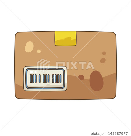 Illustration of cardboard box with barcode Illustration of cardboard box with barcode 143387977