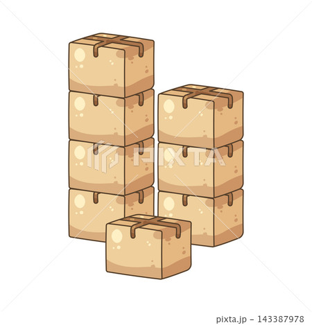 Illustration of stack of cardboard boxes 143387978