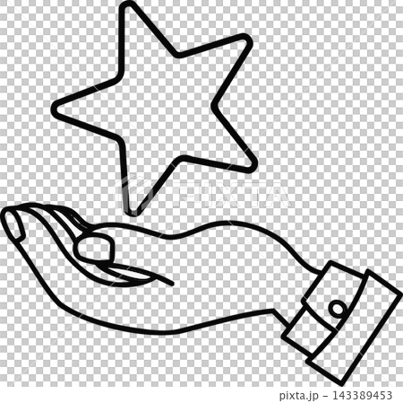 An illustration (line drawing) of a star on the palm of a hand, representing talent, dreams, and recognition. An illustration (line drawing) of a star on the palm of a hand, representing talent, dreams, and recognition. 143389453