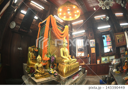 The Buddha image in the *ubosot* (ordination hall) at Wat Krok Krak known as "Luang Pho Pu" wears dark sunglasses, making it unlike any other Buddha image in Thailand. The Buddha image in the *ubosot* (ordination hall) at Wat Krok Krak known as "Luang Pho Pu" wears dark sunglasses, making it unlike any other Buddha image in Thailand. 143390449