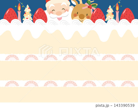 サンタクロースとトナカイとクリスマスケーキの断面のフレーム 143390539