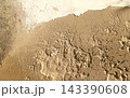 Texture or backgrond of stone wall shows signs. Weathered stone wall with visible signs of aging and erosion.  Due to exposure to elements.  Some areas show smoothness, indicating prolonged weathering 143390608