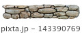 Stone wall border isolated on white background. Watercolor hand painted masonry element for game assets, map design, landscape projects, medieval scenes and rustic environment graphics 143390769