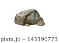 Stone boulder isolated on white background. Watercolor and drawn watercolor rock element for game assets, map design, terrain building, landscape scenes, nature projects and environments. 143390773