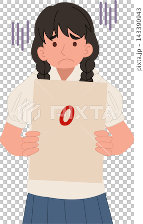 Exam Failure and Disappointed Schoolgirl with Zero Test Score Illustration Exam Failure and Disappointed Schoolgirl with Zero Test Score Illustration 143390943