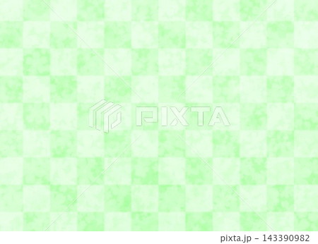 黄緑色の花柄模様と格子柄 143390982