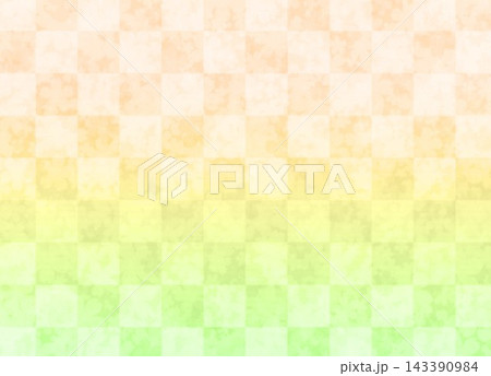 黄緑色の花柄模様と格子柄 黄緑色の花柄模様と格子柄 143390984