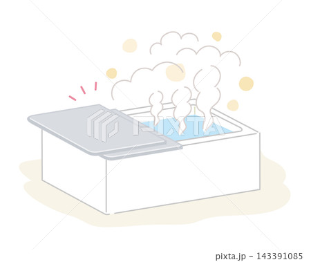 入浴前に浴槽にお湯を張り湯気で浴室を温めるイラスト 入浴前に浴槽にお湯を張り湯気で浴室を温めるイラスト 143391085