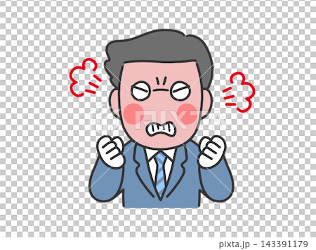 一個身穿西裝的男人，因憤怒而面紅耳赤。 143391179