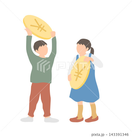 お金を持つ子どもたちのイメージ 143391346