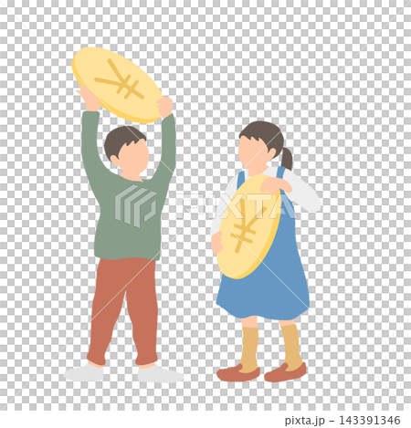 お金を持つ子どもたちのイメージ 143391346
