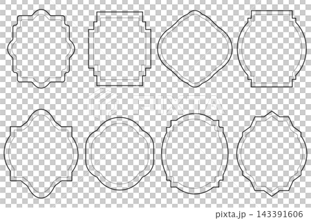 A set of simple monochrome frame line drawings. A set of simple monochrome frame line drawings. 143391606