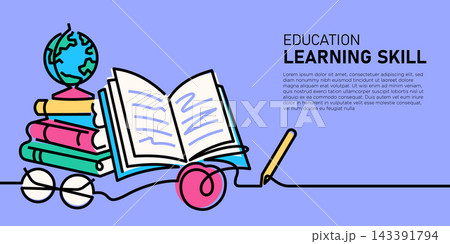 Education element minimalist line illustration banner decorative 143391794