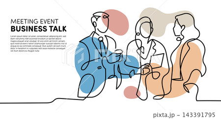 business talking group meeting event one line continuous drawing minimalist art 143391795