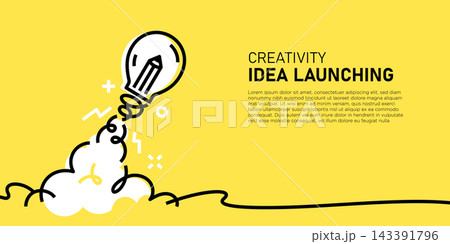 Creative Idea Launching Single Line Illustration Minimalism Banner 143391796