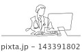 doctor using computer medical record one line drawing continuous copy space 143391802