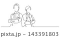 two physicians in crossed arms pose portrait continuous line drawing minimalism 143391803