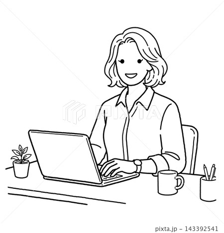 パソコン作業をする女性M パソコン作業をする女性M 143392541