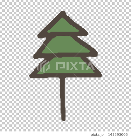 A simple, hand-drawn illustration of a coniferous tree, exuding warmth. 143393006