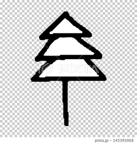 A simple, hand-drawn illustration of a coniferous tree, exuding warmth. A simple, hand-drawn illustration of a coniferous tree, exuding warmth. 143393008