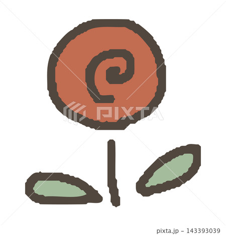 手書きの丸い花のデフォルメイラスト 手書きの丸い花のデフォルメイラスト 143393039