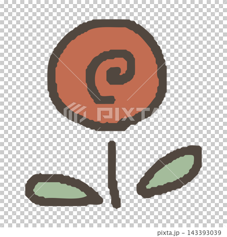 手書きの丸い花のデフォルメイラスト 手書きの丸い花のデフォルメイラスト 143393039