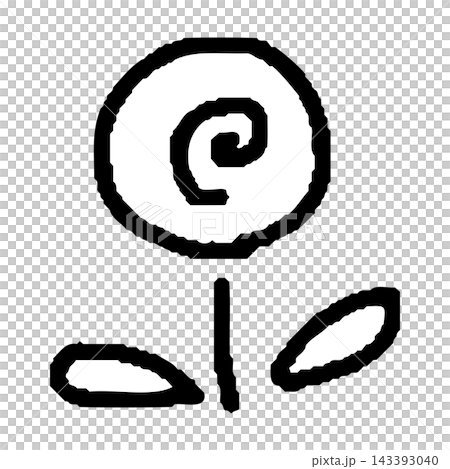 A hand-drawn, stylized illustration of a round flower. A hand-drawn, stylized illustration of a round flower. 143393040