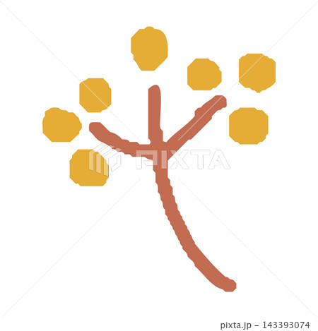 手描きの素朴なタッチで描かれた木の実と小枝のワンポイントイラスト 手描きの素朴なタッチで描かれた木の実と小枝のワンポイントイラスト 143393074