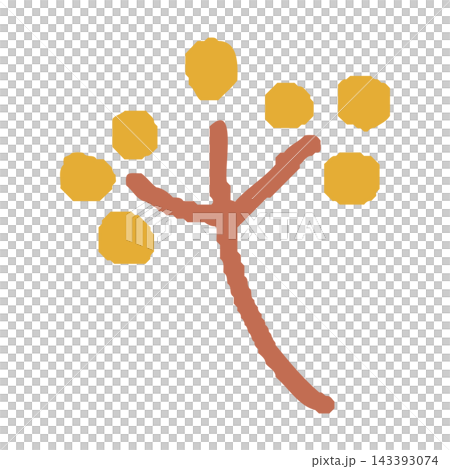 手描きの素朴なタッチで描かれた木の実と小枝のワンポイントイラスト 手描きの素朴なタッチで描かれた木の実と小枝のワンポイントイラスト 143393074