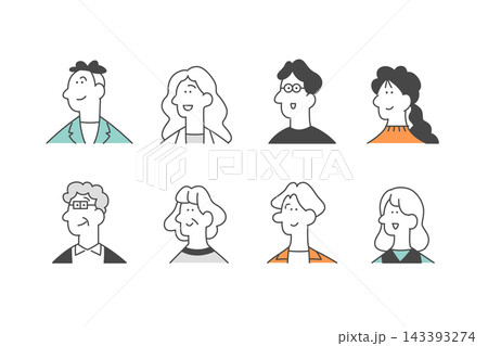 笑顔の世代別人物イラスト 笑顔の世代別人物イラスト 143393274
