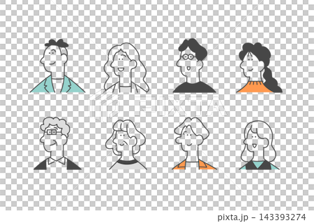 笑顔の世代別人物イラスト 笑顔の世代別人物イラスト 143393274