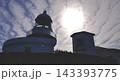 美保関灯台に差す太陽の光と青空 143393775