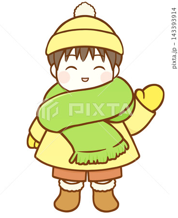 寒い日の男の子(左手・笑顔) 寒い日の男の子(左手・笑顔) 143393914