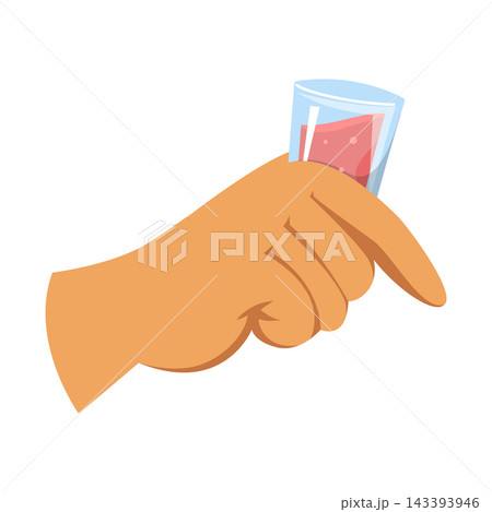 Hand holding alcohol shot vector isolated 143393946