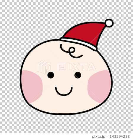 A baby wearing a Christmas hat A baby wearing a Christmas hat 143394258