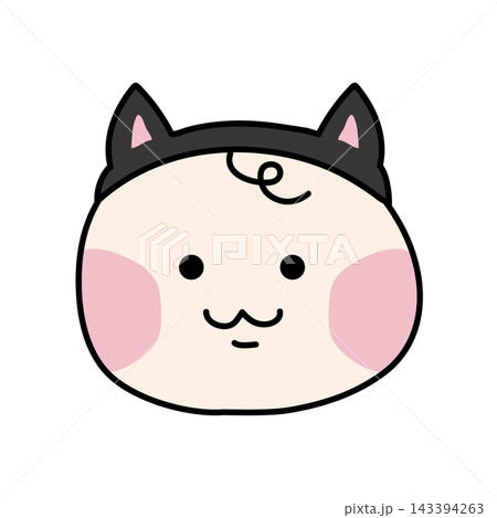 黒猫の猫耳帽子をかぶった赤ちゃん 143394263
