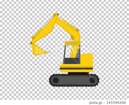 フラットイラスト:黄色いショベルカー フラットイラスト:黄色いショベルカー 143394268
