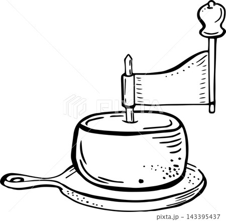 Cheese Pantry Cheese Cutting with Special Cheese Knife Hand Drawn Vector Collection Artisan Dairy Food Preparation Illustration 143395437