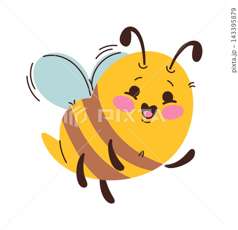 Bee Flying With Smile Cartoon Bee Flying With Smile Cartoon 143395879