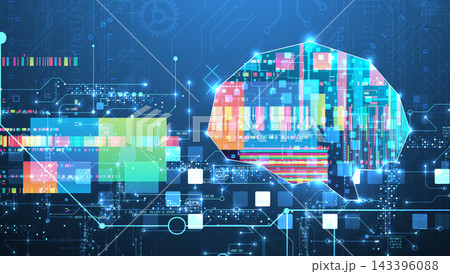 Cybernetic mind and network data processing abstract background. Cybernetic mind and network data processing abstract background. 143396088