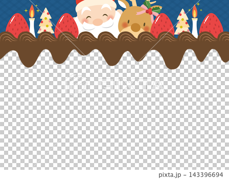 聖誕老人、馴鹿與巧克力蛋糕框架 143396694