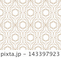 Gold luxury seamless geometric ornamental vector pattern. Elegant oriental Arabic eastern background. Decorative endless grid texture. Tile mosaic print 143397923
