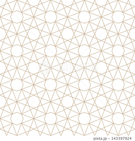 Gold luxury seamless geometric ornamental vector pattern. Elegant oriental Arabic eastern background. Decorative endless grid texture. Tile mosaic print Gold luxury seamless geometric ornamental vector pattern. Elegant oriental Arabic eastern background. Decorative endless grid texture. Tile mosaic print 143397924