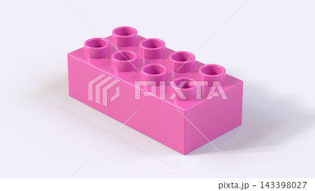 Hot Pink Plastic Construction Lego Brick Block Isolated on White Background Hot Pink Plastic Construction Lego Brick Block Isolated on White Background 143398027