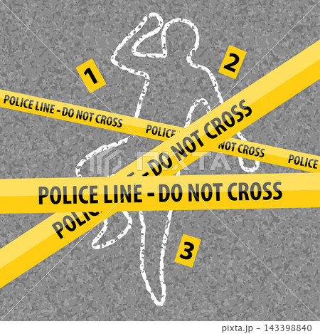 Crime Scene Contour Body with Chalk Crime Scene Contour Body with Chalk 143398840